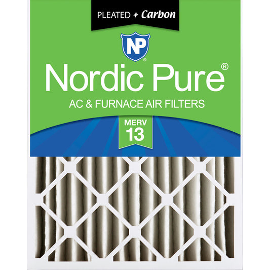 16x25x4 Furnace Filter Merv 13 Plus Carbon For Odor Reduction Nordic Pure